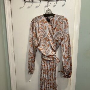 Element Brown and Gray Paisley 2 piece wrap Dress
